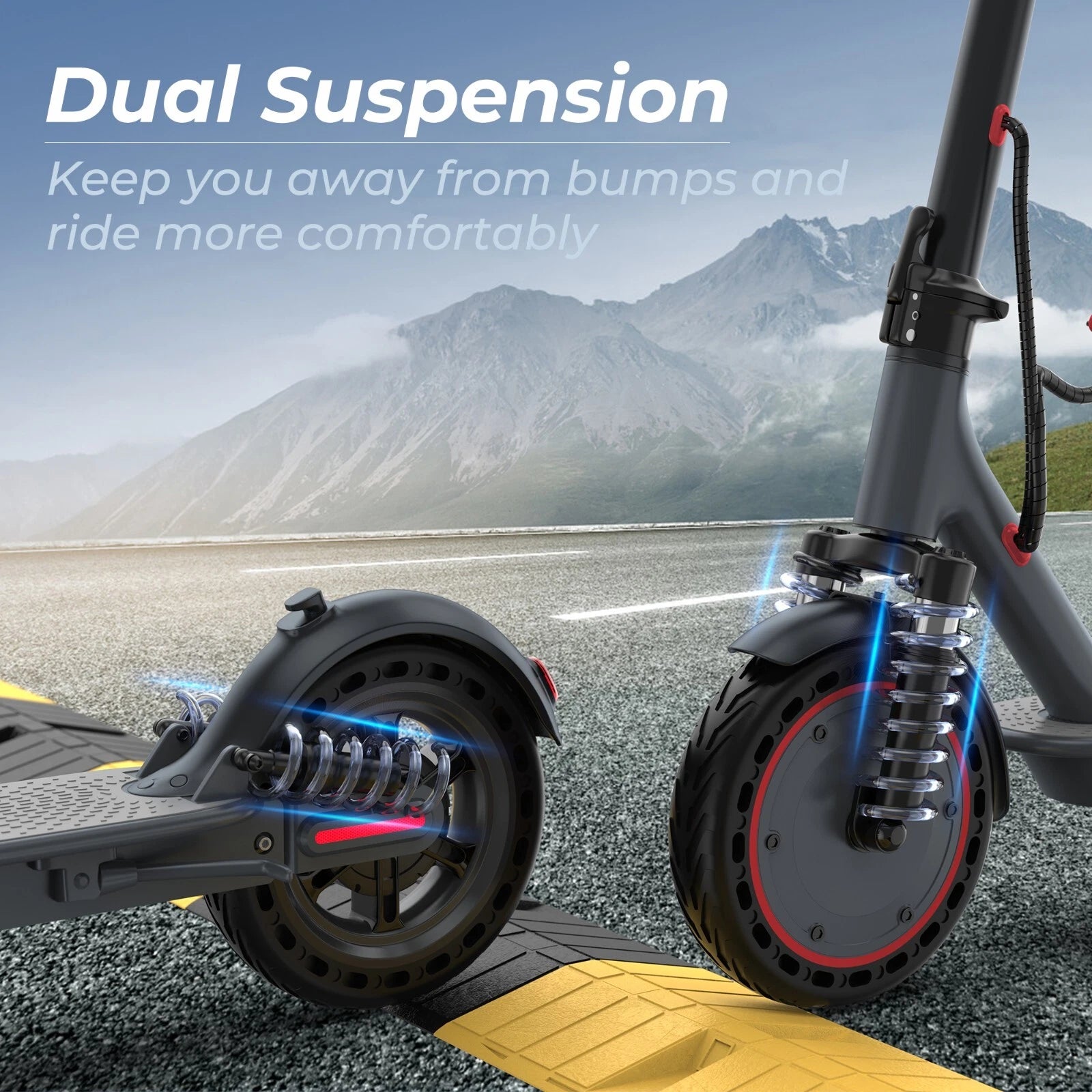 Electric Scooter 500W E-Scooter Top Speed 22MPH Dual Shock Absorbers Braking System Solid Tires 10INCH
