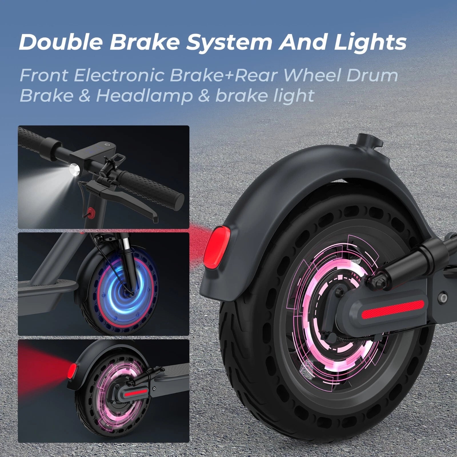 Electric Scooter 500W E-Scooter Top Speed 22MPH Dual Shock Absorbers Braking System Solid Tires 10INCH