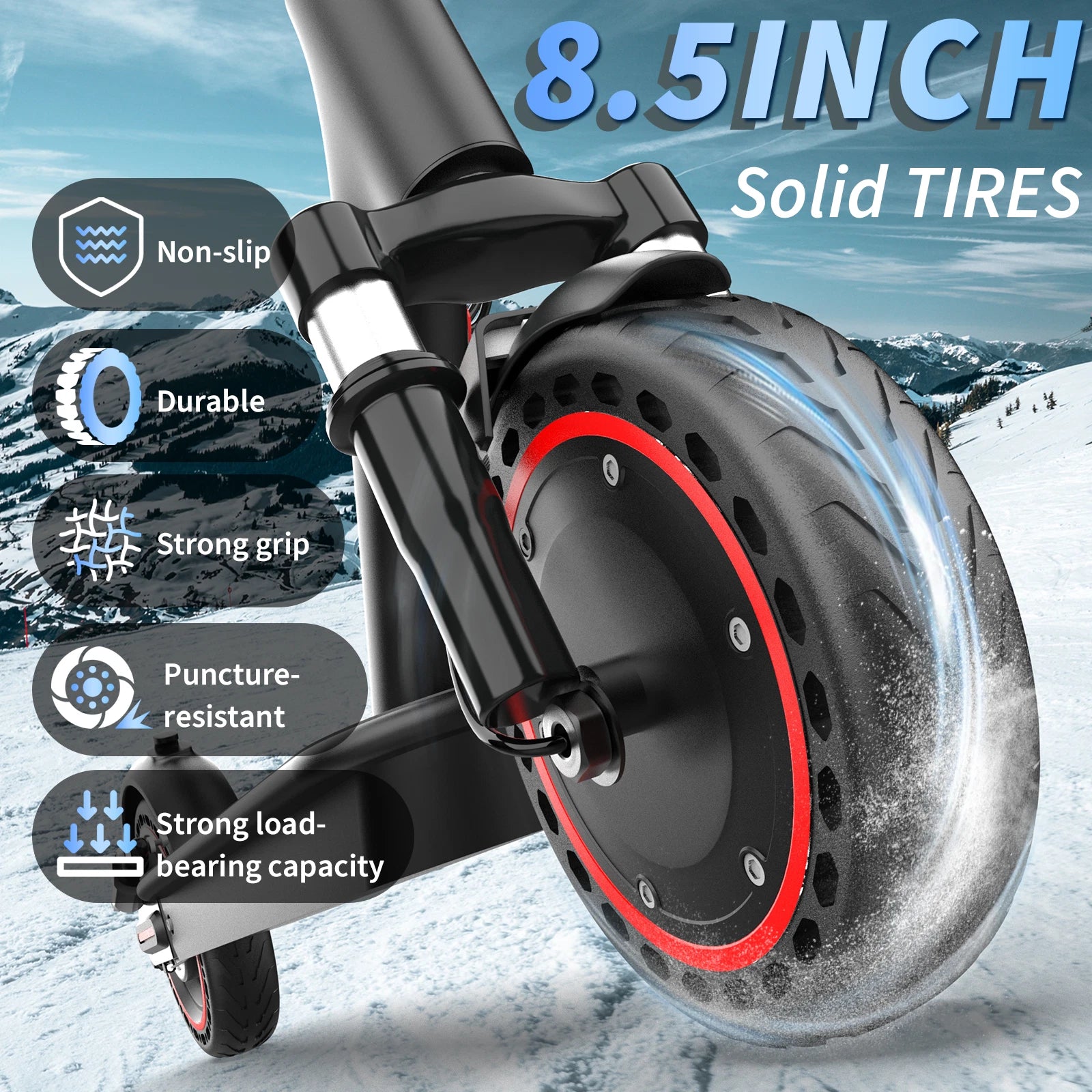 Electric Scooter 350W E-Scooter Top Speed 15MPH Dual Shock Absorbers Braking System Solid Tires 8.5INCH