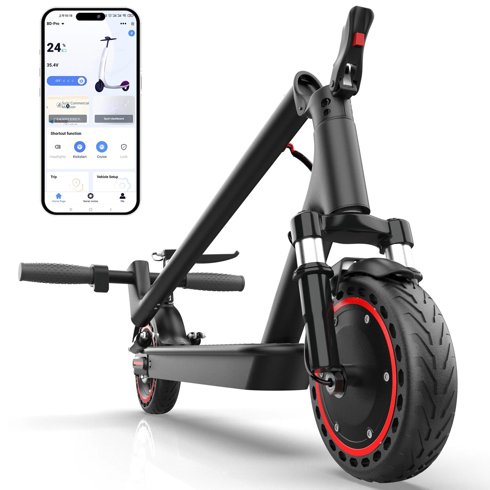 Electric Scooter 350W E-Scooter Top Speed 15MPH Dual Shock Absorbers Braking System Solid Tires 8.5INCH